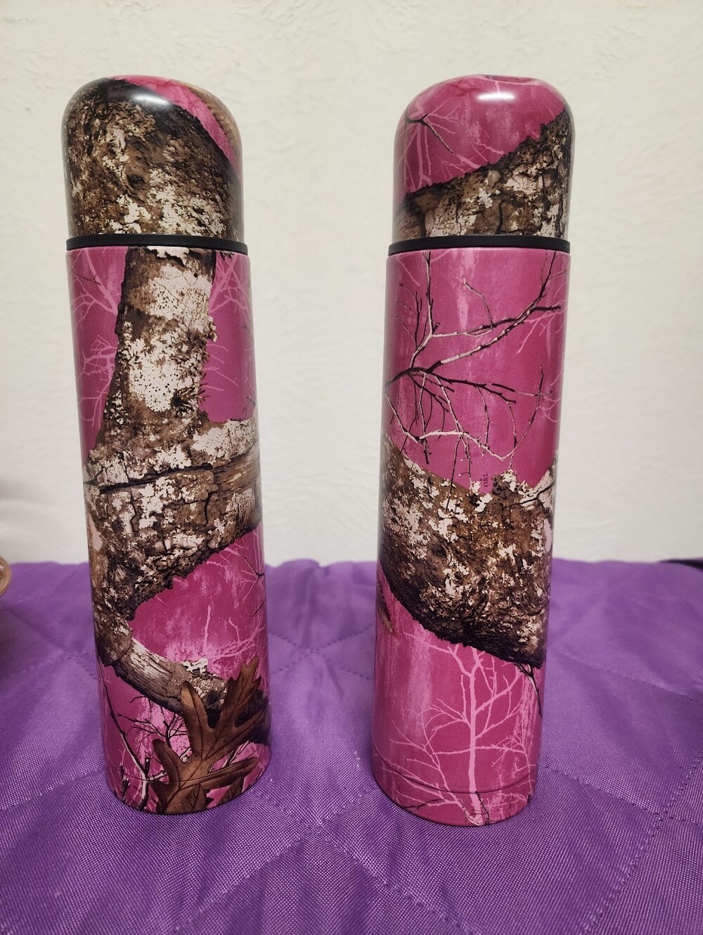 2 for - Cute Pink Camouflage Real Tree Stainless Steel Thermos Hot Or Cold Hunti